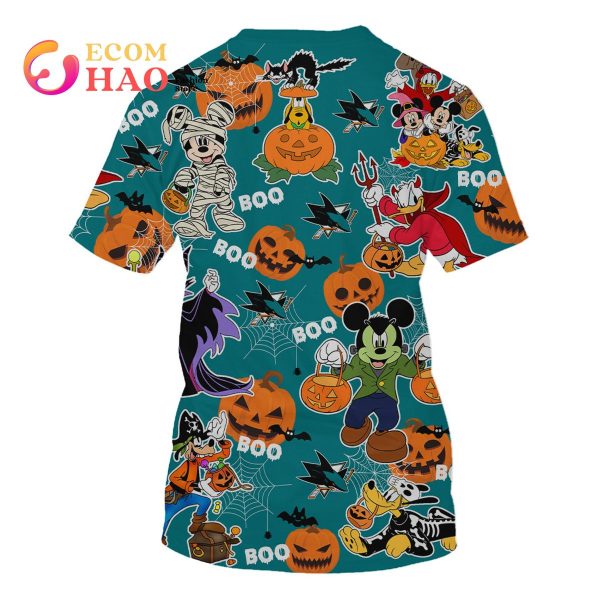 NHL San Jose Sharks Halloween Jersey Mickey with Friends 3D Hoodie