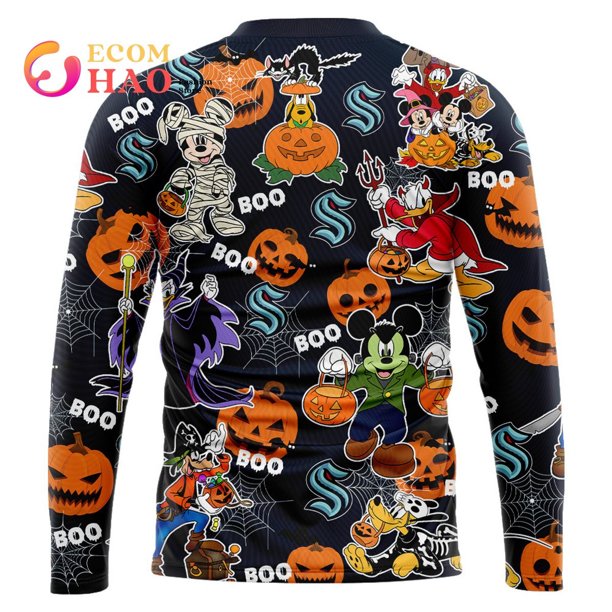 NHL Seattle Kraken Halloween Jersey Mickey with Friends 3D Hoodie