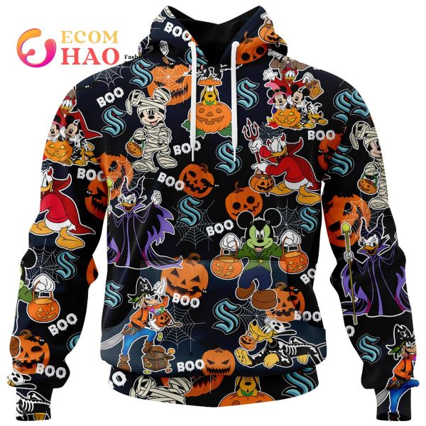 NHL Seattle Kraken Halloween Jersey Mickey with Friends 3D Hoodie