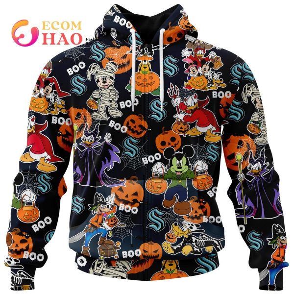 NHL Seattle Kraken Halloween Jersey Mickey with Friends 3D Hoodie