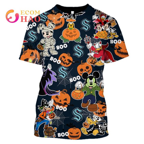 NHL Seattle Kraken Halloween Jersey Mickey with Friends 3D Hoodie