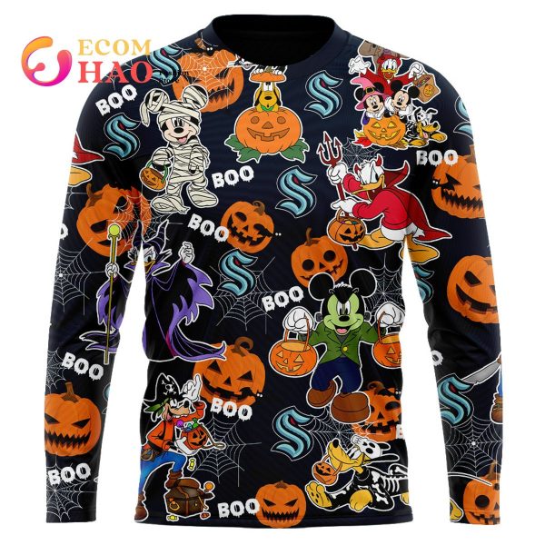 NHL Seattle Kraken Halloween Jersey Mickey with Friends 3D Hoodie