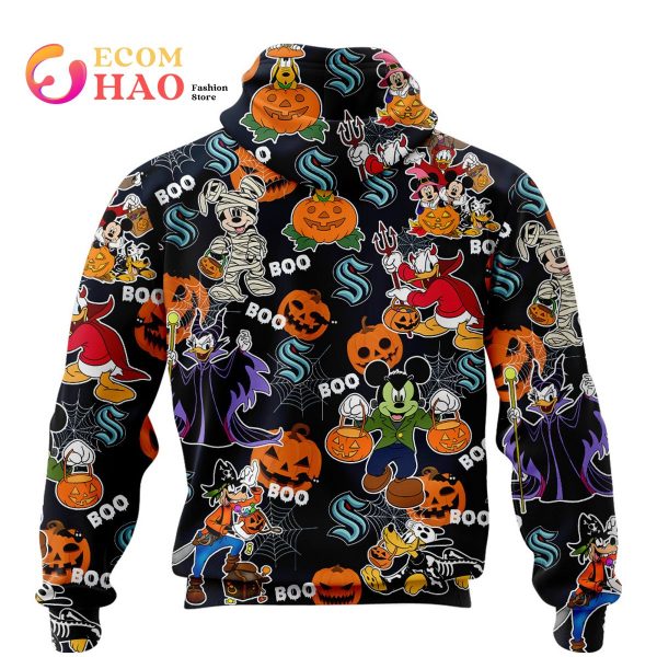 NHL Seattle Kraken Halloween Jersey Mickey with Friends 3D Hoodie