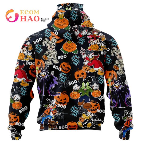 NHL Seattle Kraken Halloween Jersey Mickey with Friends 3D Hoodie