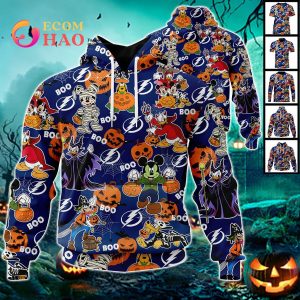 NHL Tampa Bay Lightning Halloween Jersey Mickey with Friends 3D Hoodie