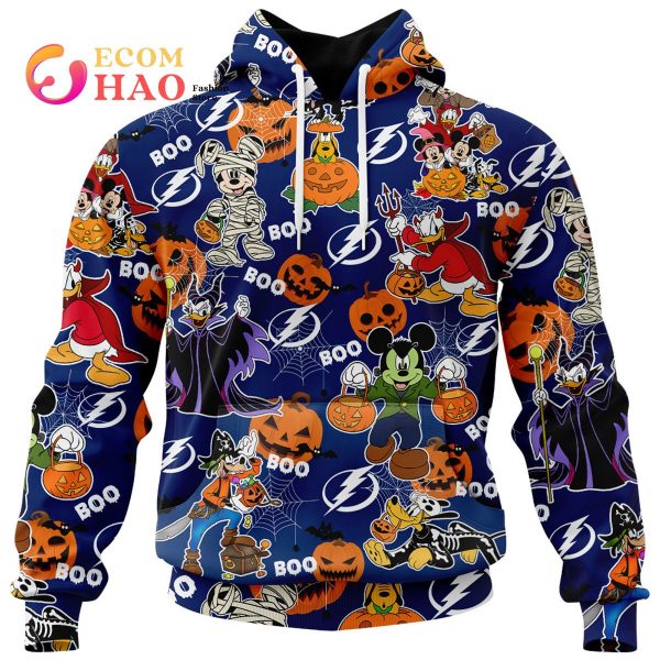 NHL Tampa Bay Lightning Halloween Jersey Mickey with Friends 3D Hoodie