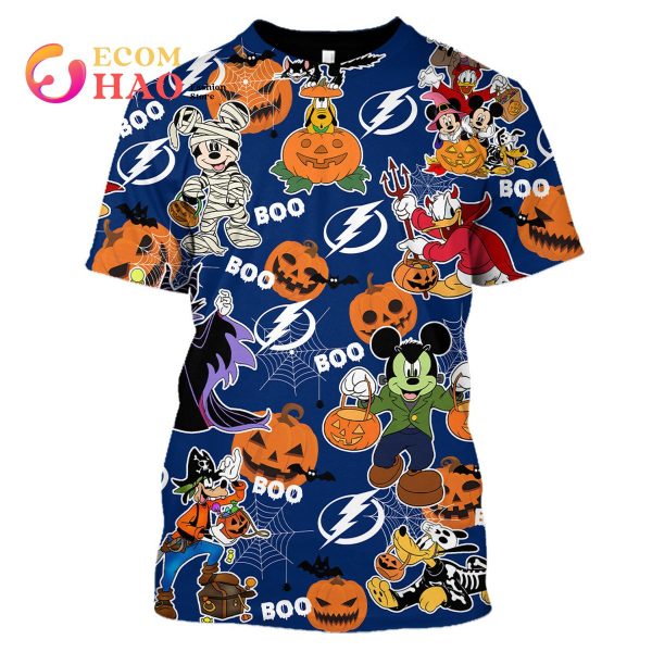 NHL Tampa Bay Lightning Halloween Jersey Mickey with Friends 3D Hoodie