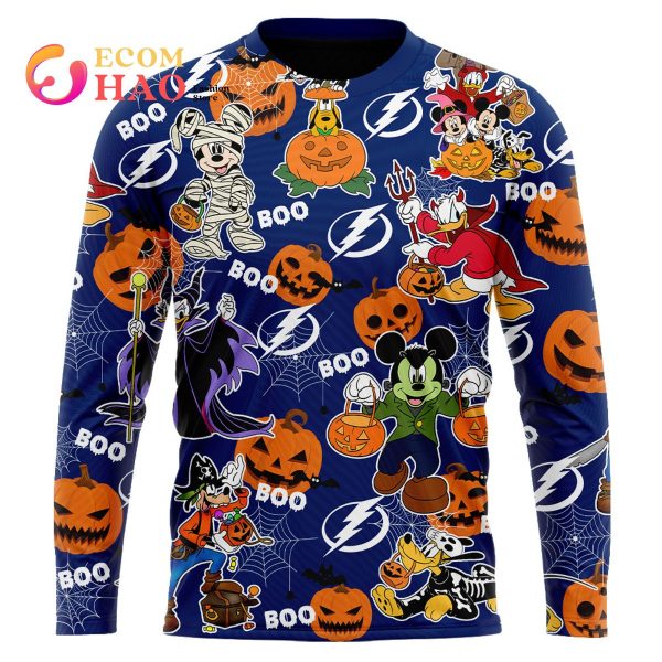 NHL Tampa Bay Lightning Halloween Jersey Mickey with Friends 3D Hoodie