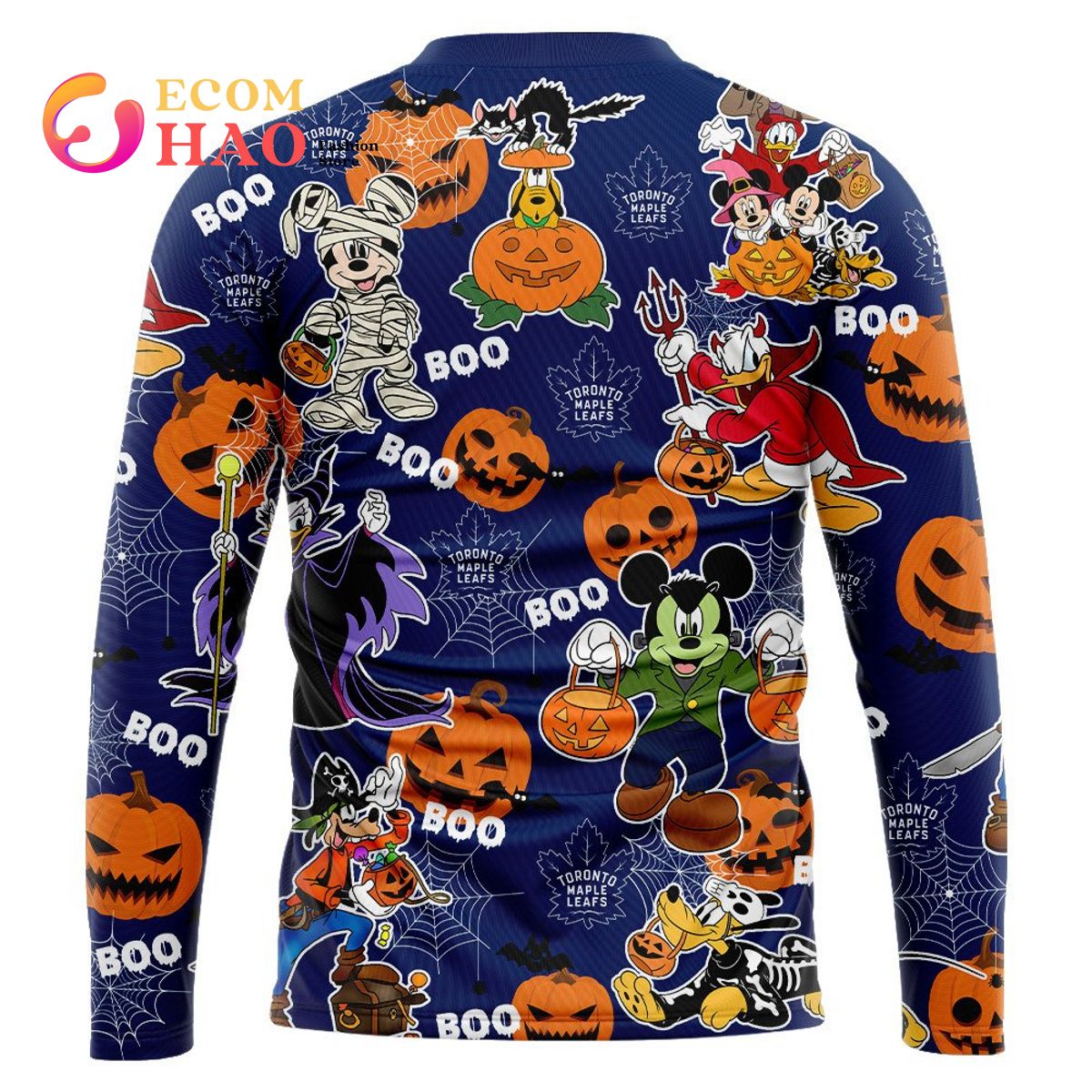 NHL Toronto Maple Leafs Halloween Jersey Mickey with Friends 3D Hoodie