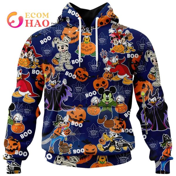 NHL Toronto Maple Leafs Halloween Jersey Mickey with Friends 3D Hoodie