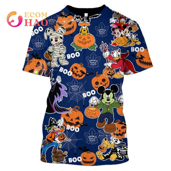 NHL Toronto Maple Leafs Halloween Jersey Mickey with Friends 3D Hoodie