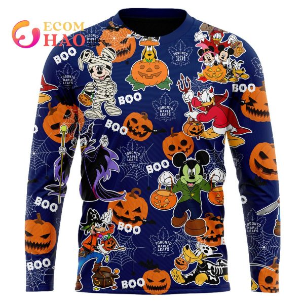 NHL Toronto Maple Leafs Halloween Jersey Mickey with Friends 3D Hoodie
