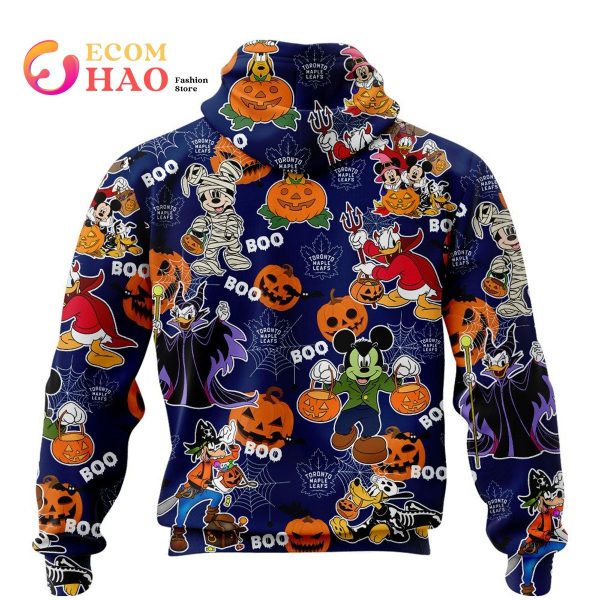NHL Toronto Maple Leafs Halloween Jersey Mickey with Friends 3D Hoodie