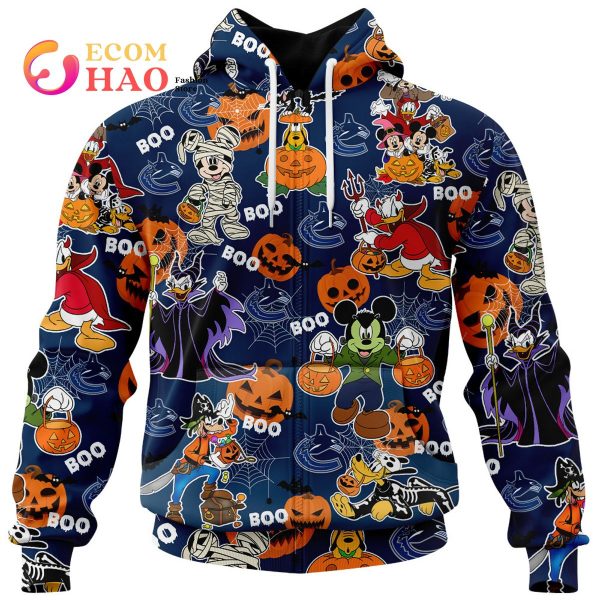 NHL Vancouver Canucks Halloween Jersey Mickey with Friends 3D Hoodie