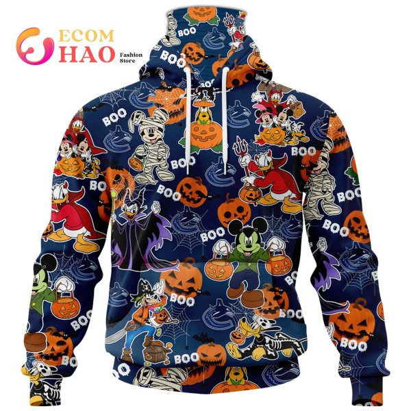 NHL Vancouver Canucks Halloween Jersey Mickey with Friends 3D Hoodie