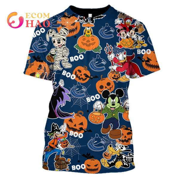 NHL Vancouver Canucks Halloween Jersey Mickey with Friends 3D Hoodie