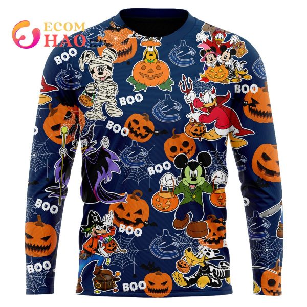 NHL Vancouver Canucks Halloween Jersey Mickey with Friends 3D Hoodie