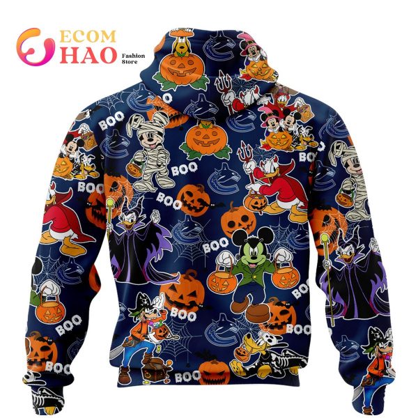 NHL Vancouver Canucks Halloween Jersey Mickey with Friends 3D Hoodie