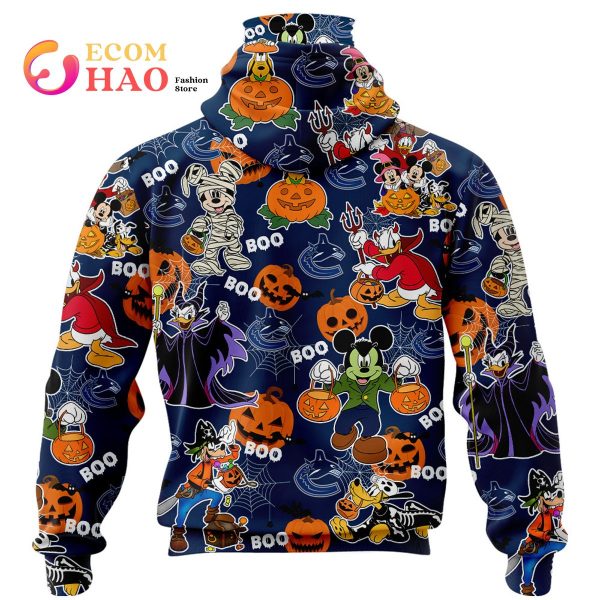 NHL Vancouver Canucks Halloween Jersey Mickey with Friends 3D Hoodie