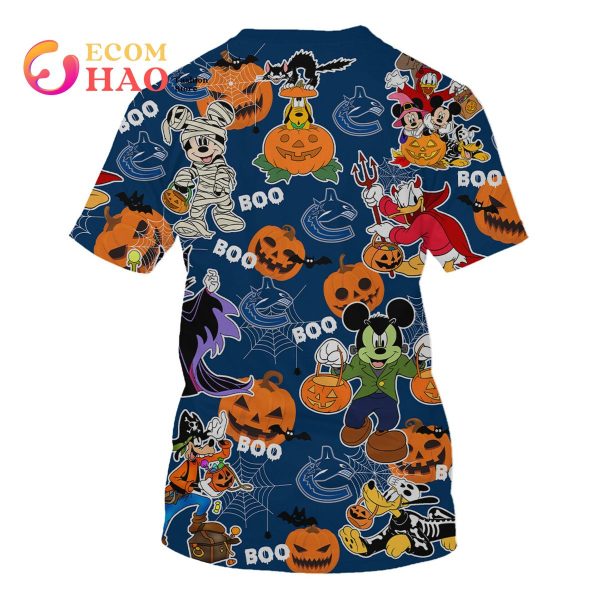 NHL Vancouver Canucks Halloween Jersey Mickey with Friends 3D Hoodie