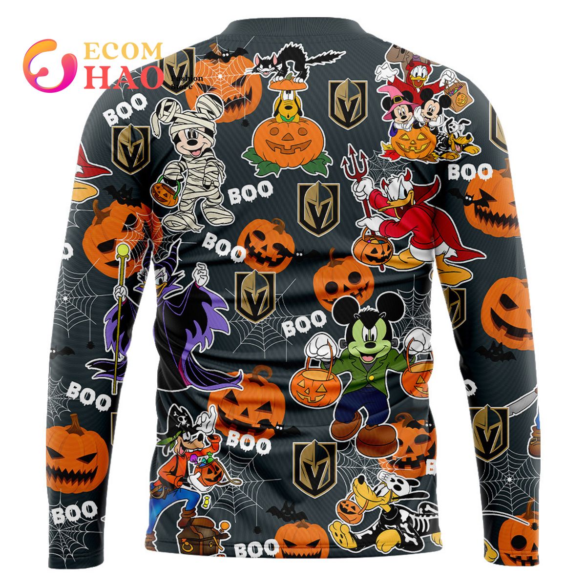 NHL Vegas Golden Knights Halloween Jersey Mickey with Friends 3D Hoodie