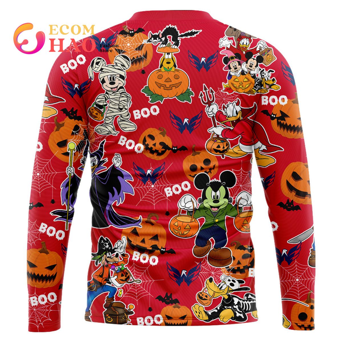 NHL Washington Capitals Halloween Jersey Mickey with Friends 3D Hoodie