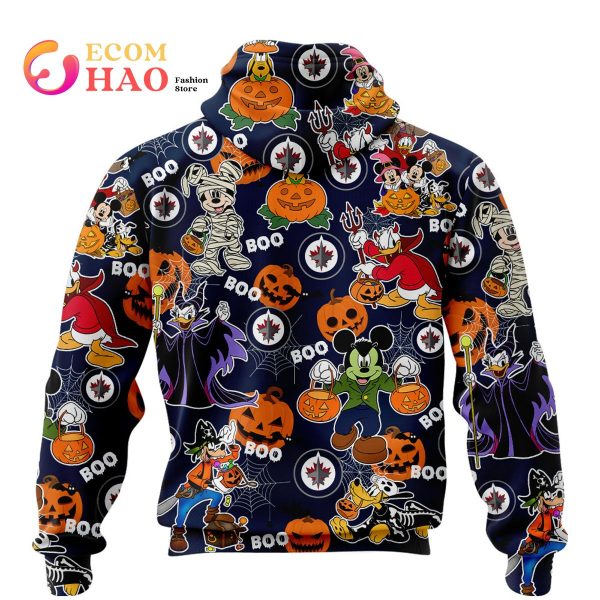 NHL Winnipeg Jets Halloween Jersey Mickey with Friends 3D Hoodie