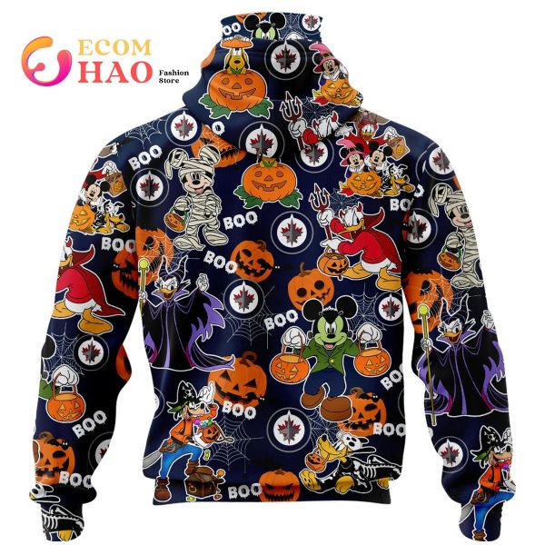 NHL Winnipeg Jets Halloween Jersey Mickey with Friends 3D Hoodie