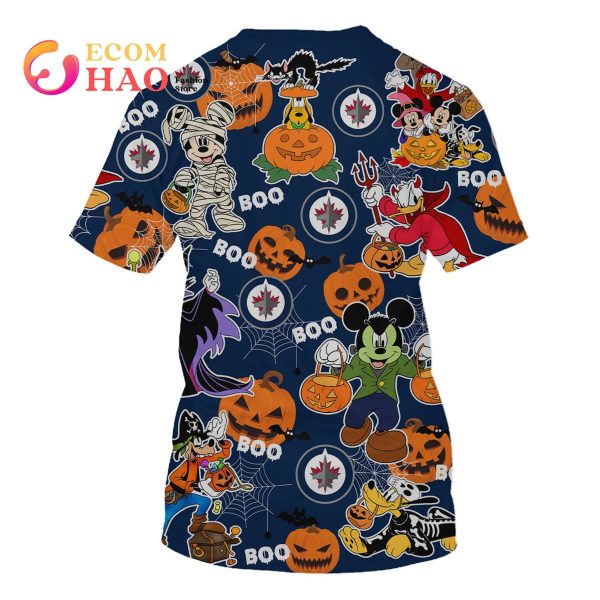NHL Winnipeg Jets Halloween Jersey Mickey with Friends 3D Hoodie