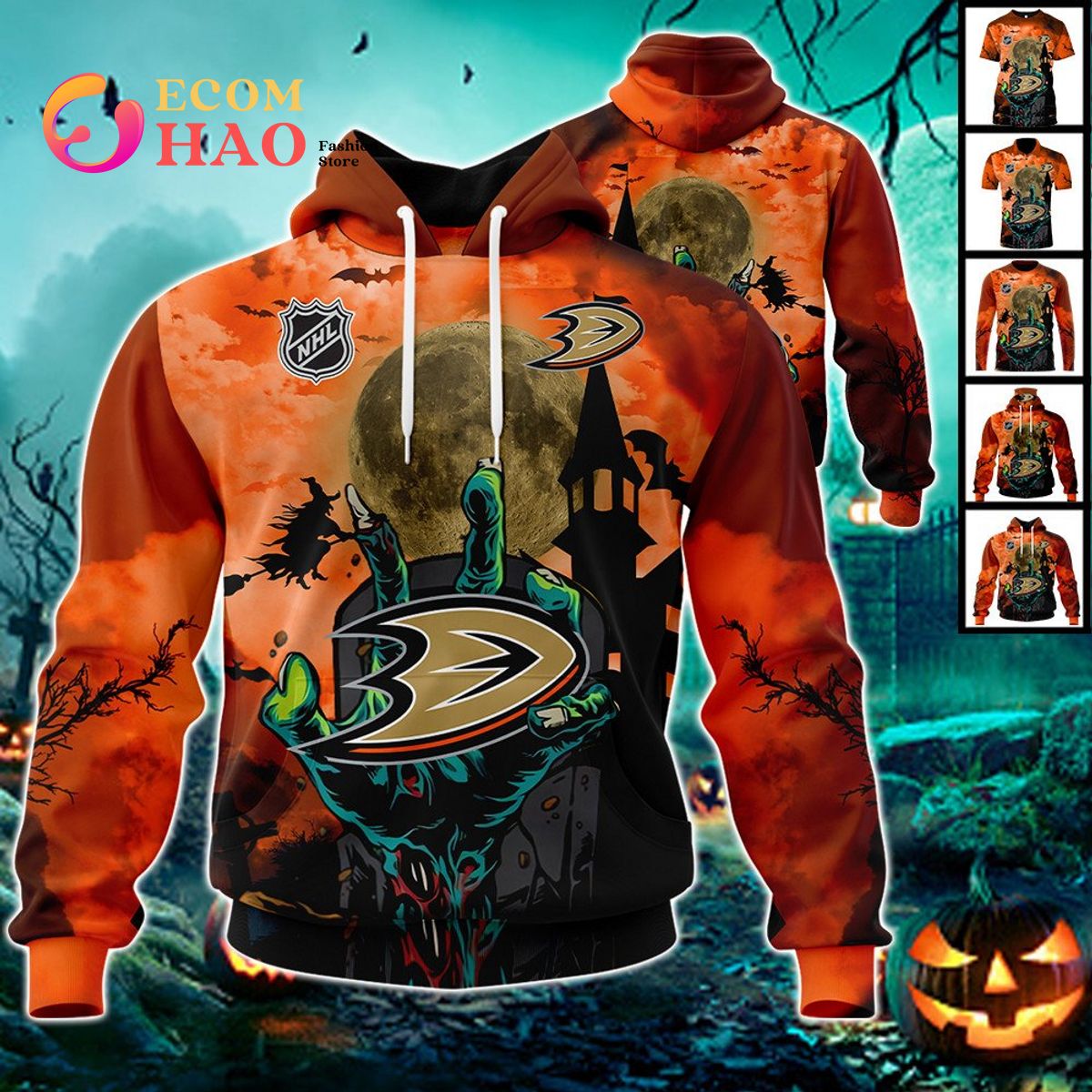 NHL Anaheim Ducks Halloween Jersey Gifts For Fan 3D Hoodie