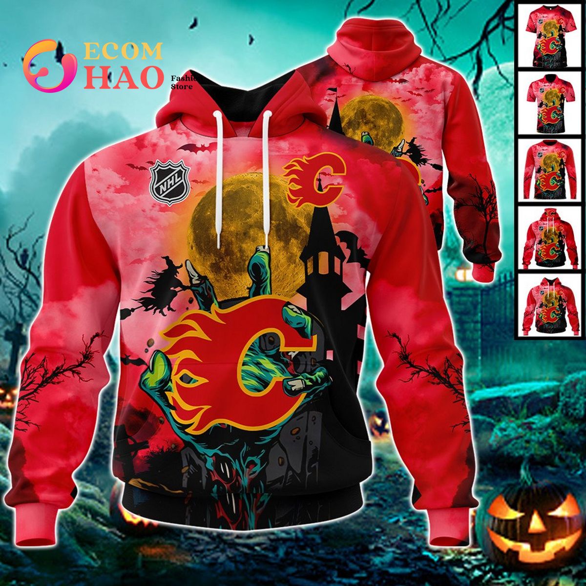 NHL Flames Halloween Jersey Gifts For Fan 3D Hoodie