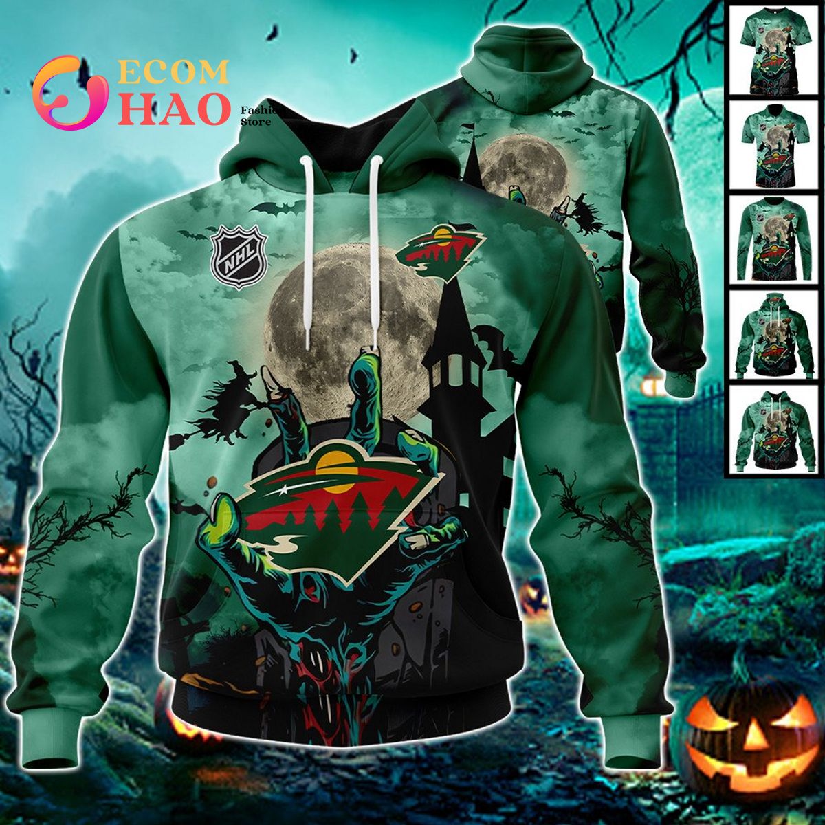 NHL Minnesota Wild Halloween Jersey Gifts For Fan 3D Hoodie