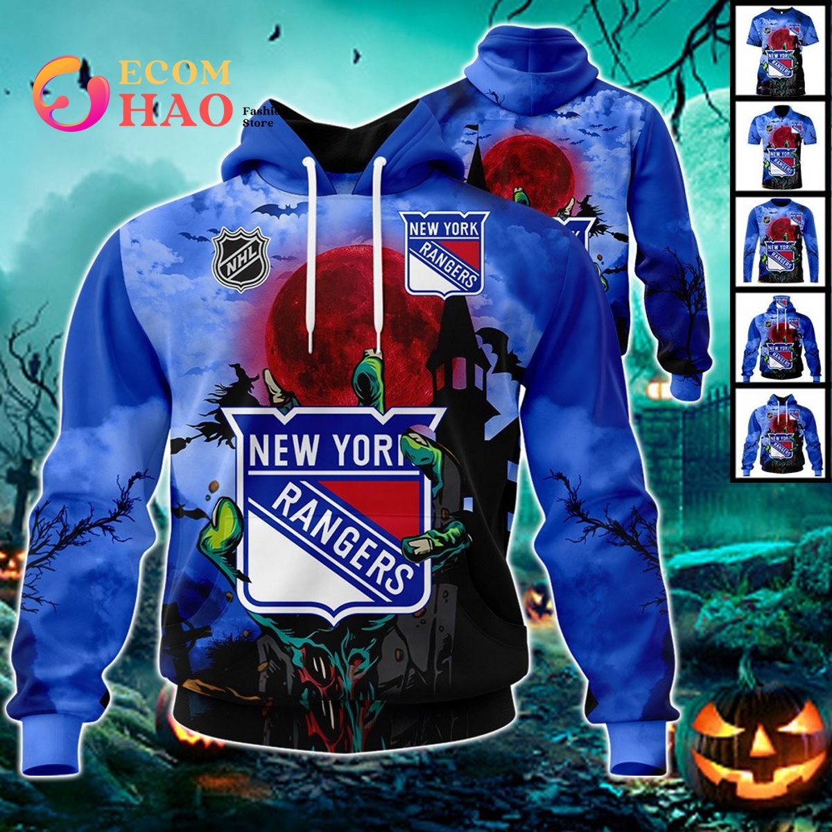 NHL New York Rangers Halloween Jersey Gifts For Fan 3D Hoodie