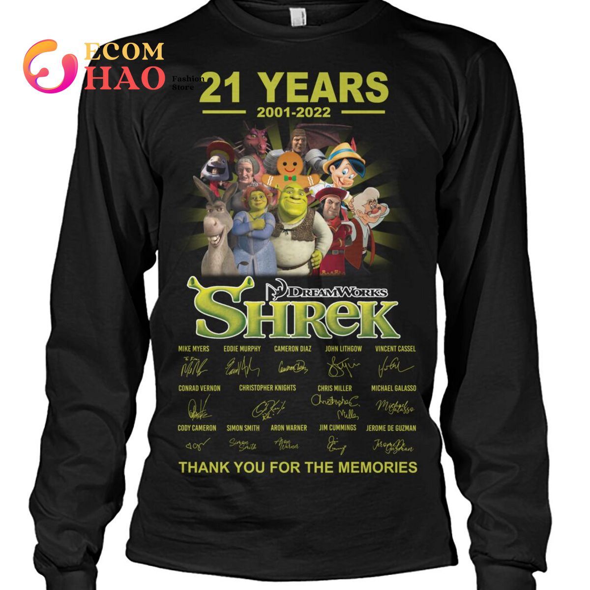 21 Years 2001 – 2022 Dream Works Shrek Thank You For The Memories T-Shirt