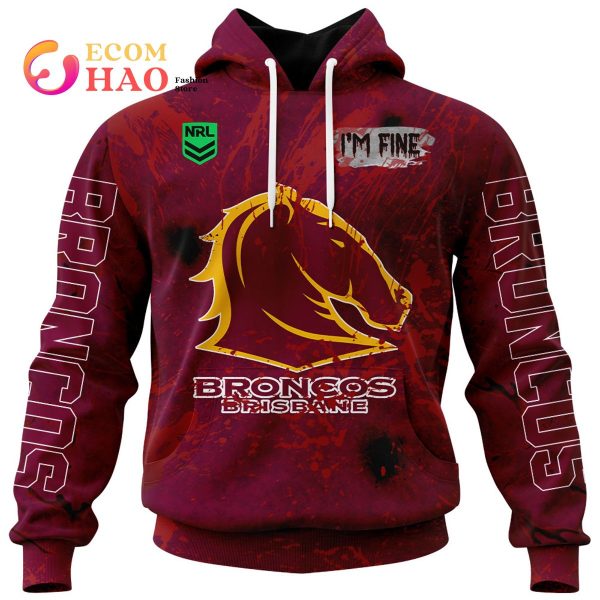 NRL Brisbane Broncos Halloween Jersey All Over Print 3D Hoodie