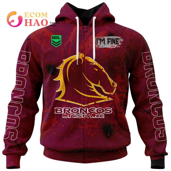 NRL Brisbane Broncos Halloween Jersey All Over Print 3D Hoodie