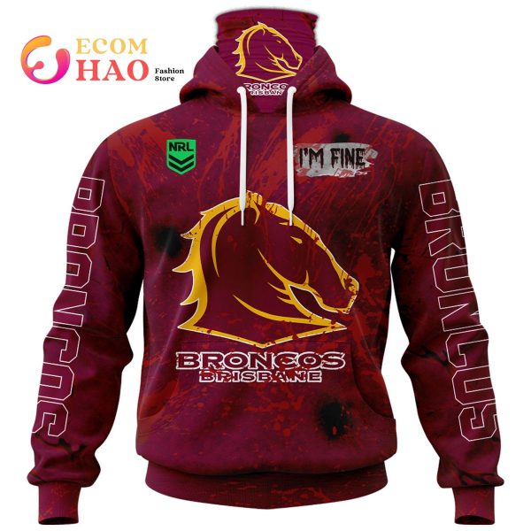 NRL Brisbane Broncos Halloween Jersey All Over Print 3D Hoodie