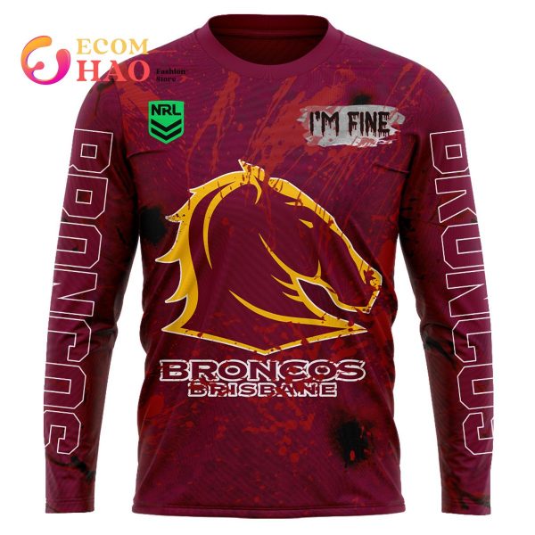 NRL Brisbane Broncos Halloween Jersey All Over Print 3D Hoodie