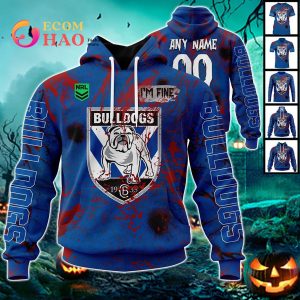 NRL Canterbury Bankstown Bulldogs Halloween Jersey All Over Print 3D Hoodie NRL Canterbury Bankstown Bulldogs Halloween Jersey All Over Print 3D Hoodie