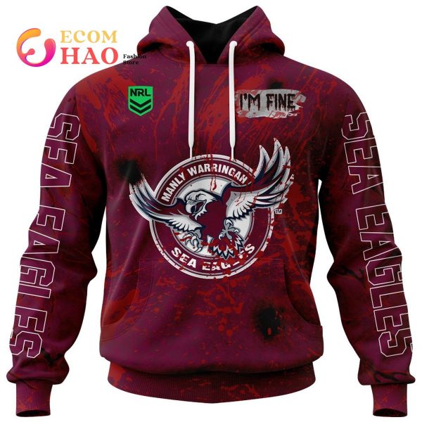 NRL Manly Warringah Sea Eagles Halloween Jersey All Over Print 3D Hoodie