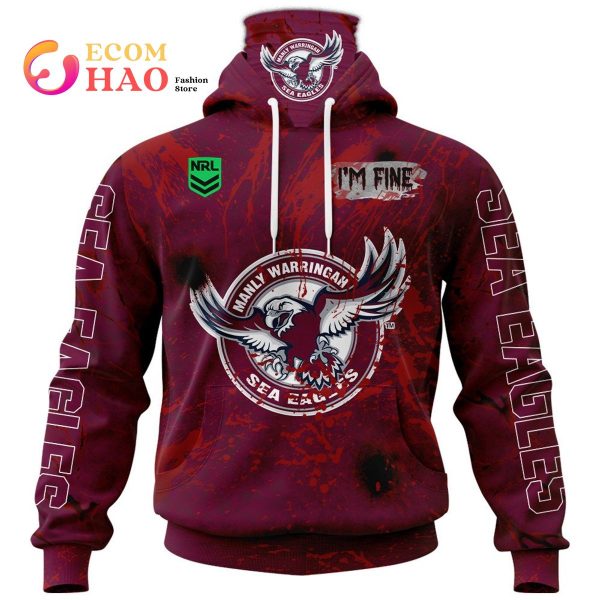 NRL Manly Warringah Sea Eagles Halloween Jersey All Over Print 3D Hoodie