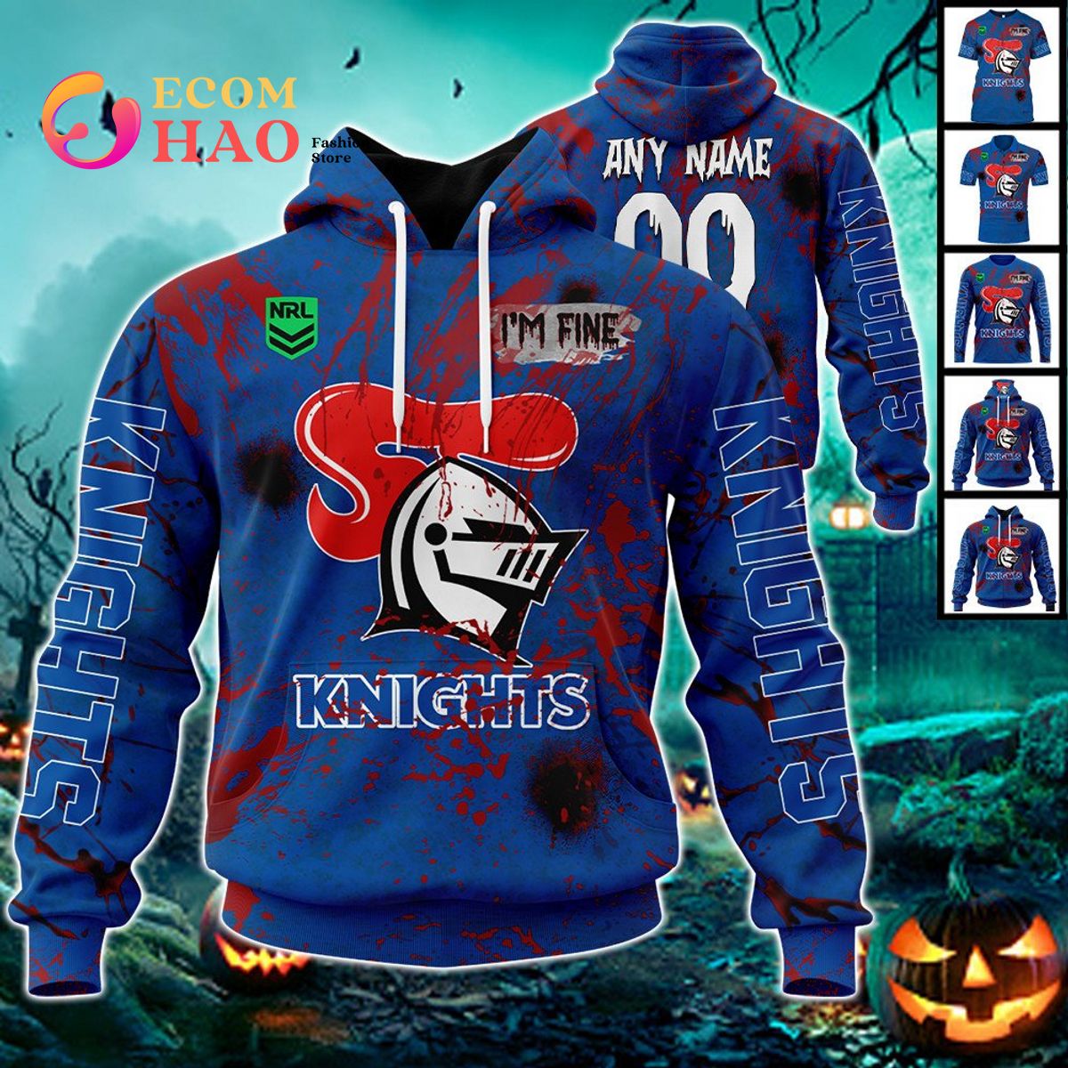 NRL Newcastle Knights Halloween Jersey All Over Print 3D Hoodie