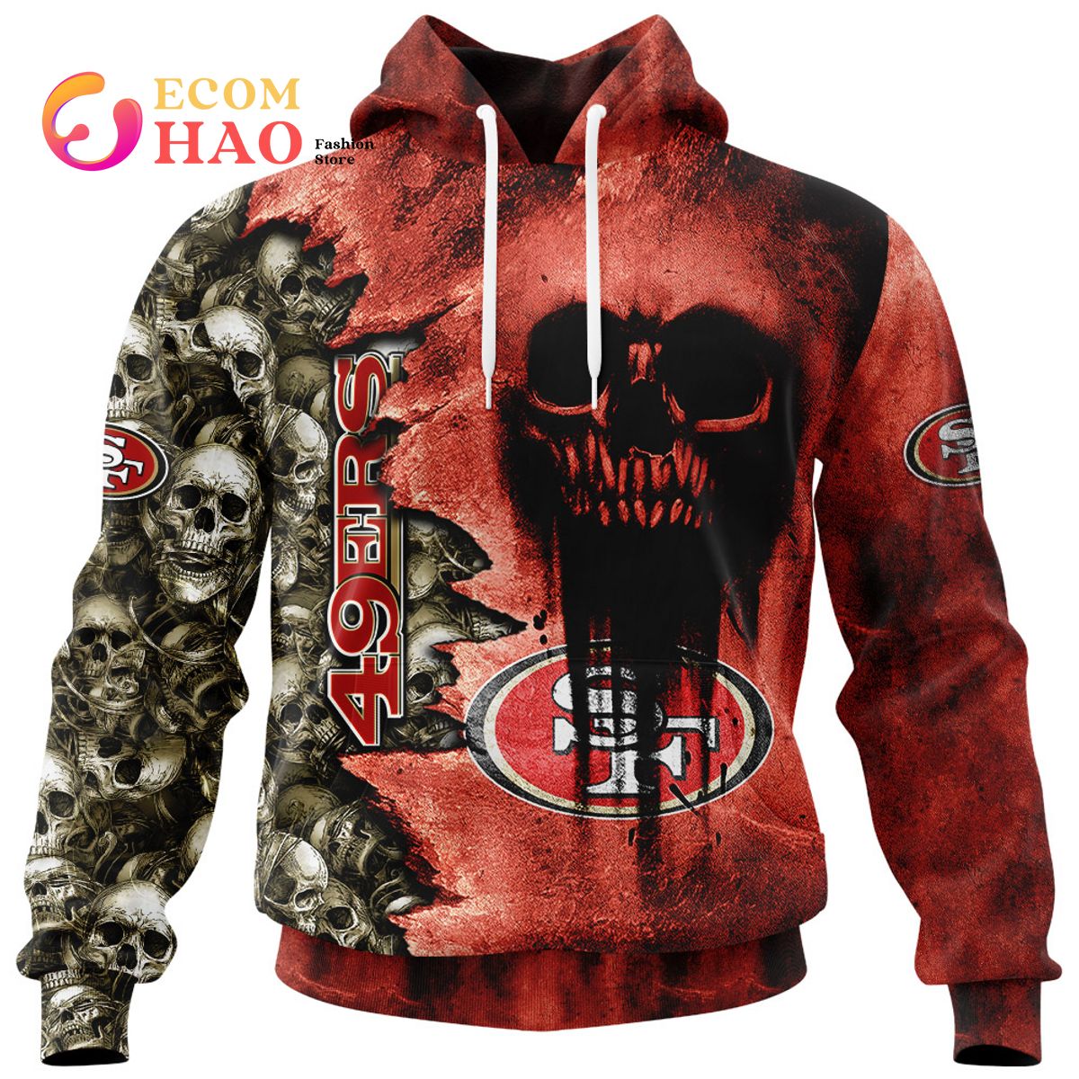 NFL 49ers Halloween Cemetery Skull Jersey 3D Hoodie