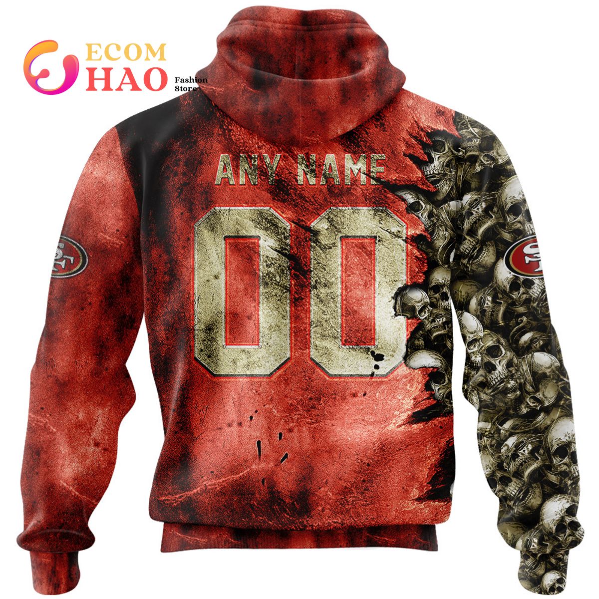 NFL 49ers Halloween Cemetery Skull Jersey 3D Hoodie