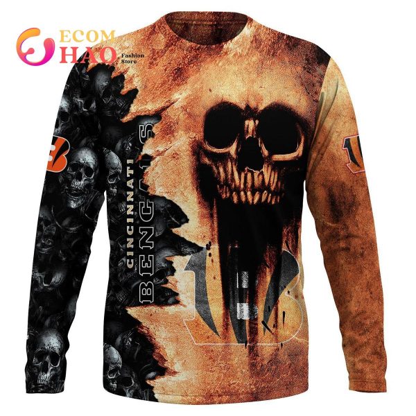NFL Bengals Halloween Cemetery Skull Jersey 3D Hoodie