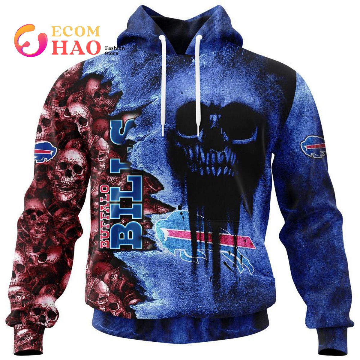 NFL Bills Halloween Cemetery Skull Jersey 3D Hoodie