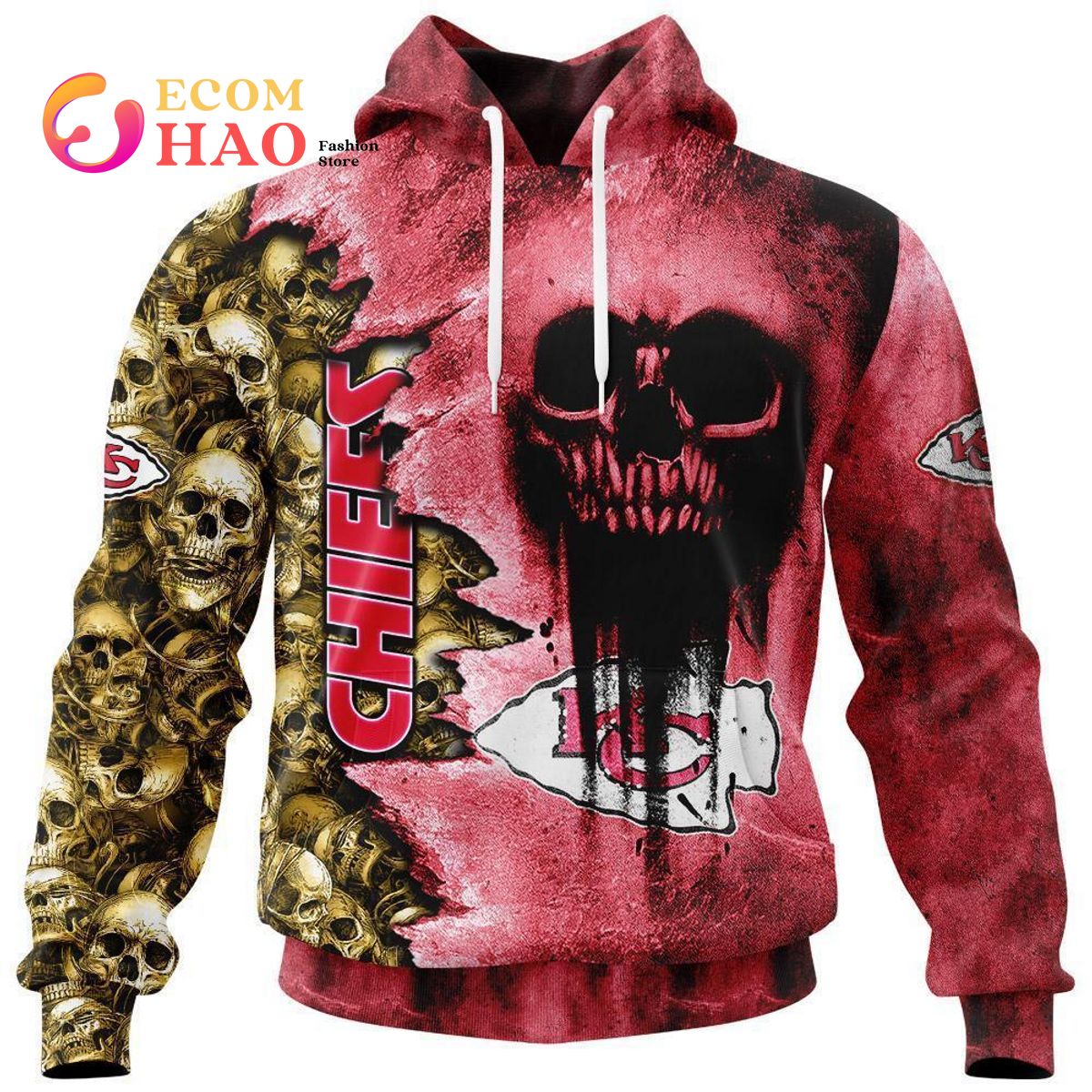 NFL Chiefs Halloween Cemetery Skull Jersey 3D Hoodie