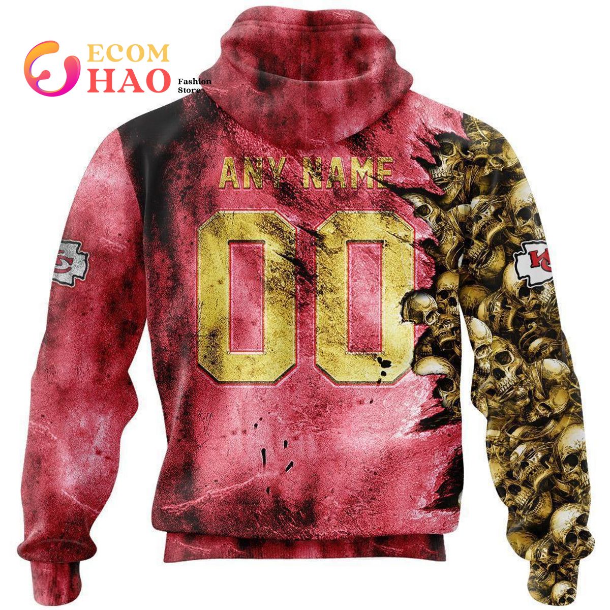 NFL Chiefs Halloween Cemetery Skull Jersey 3D Hoodie