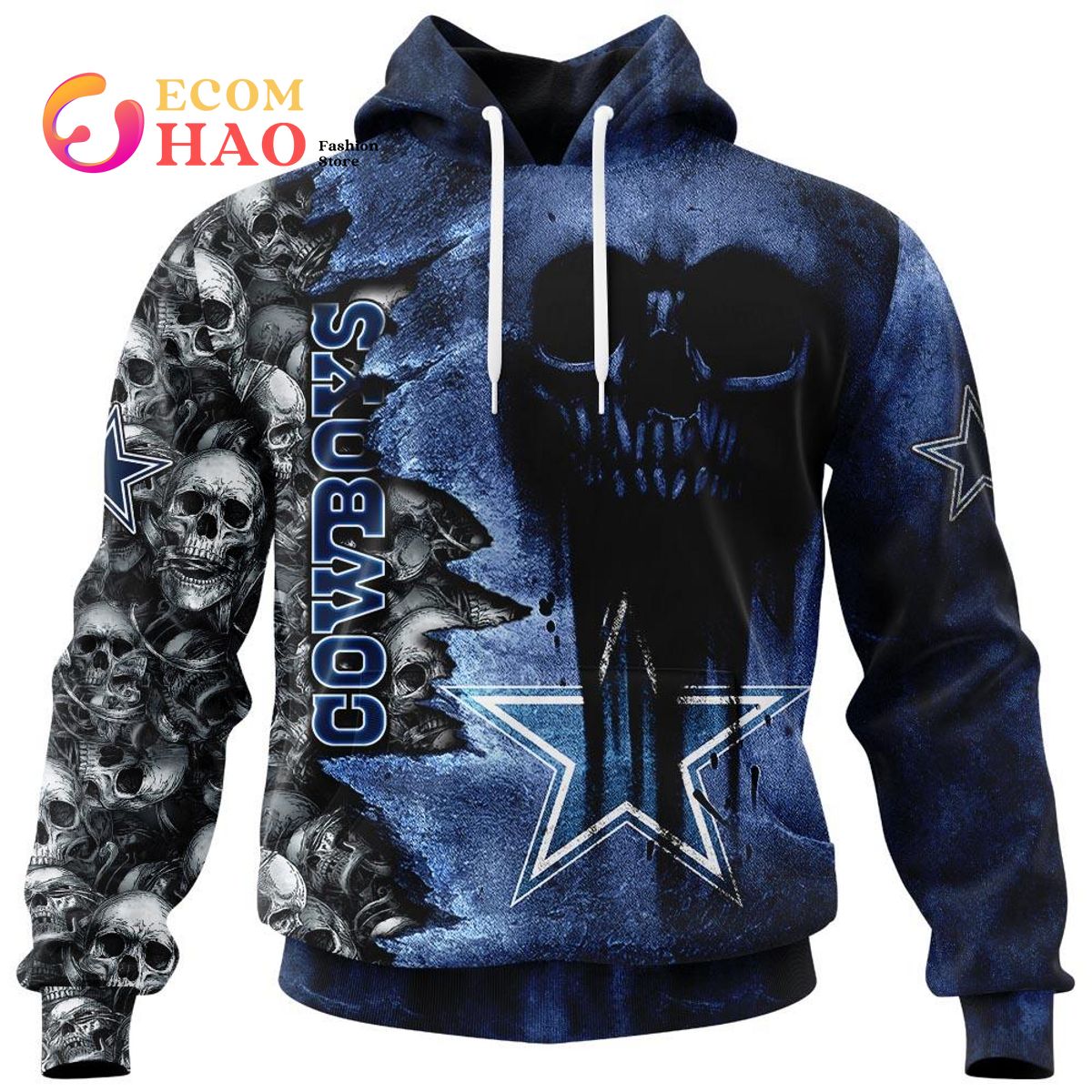 NFL Cowboys Halloween Cemetery Skull Jersey 3D Hoodie