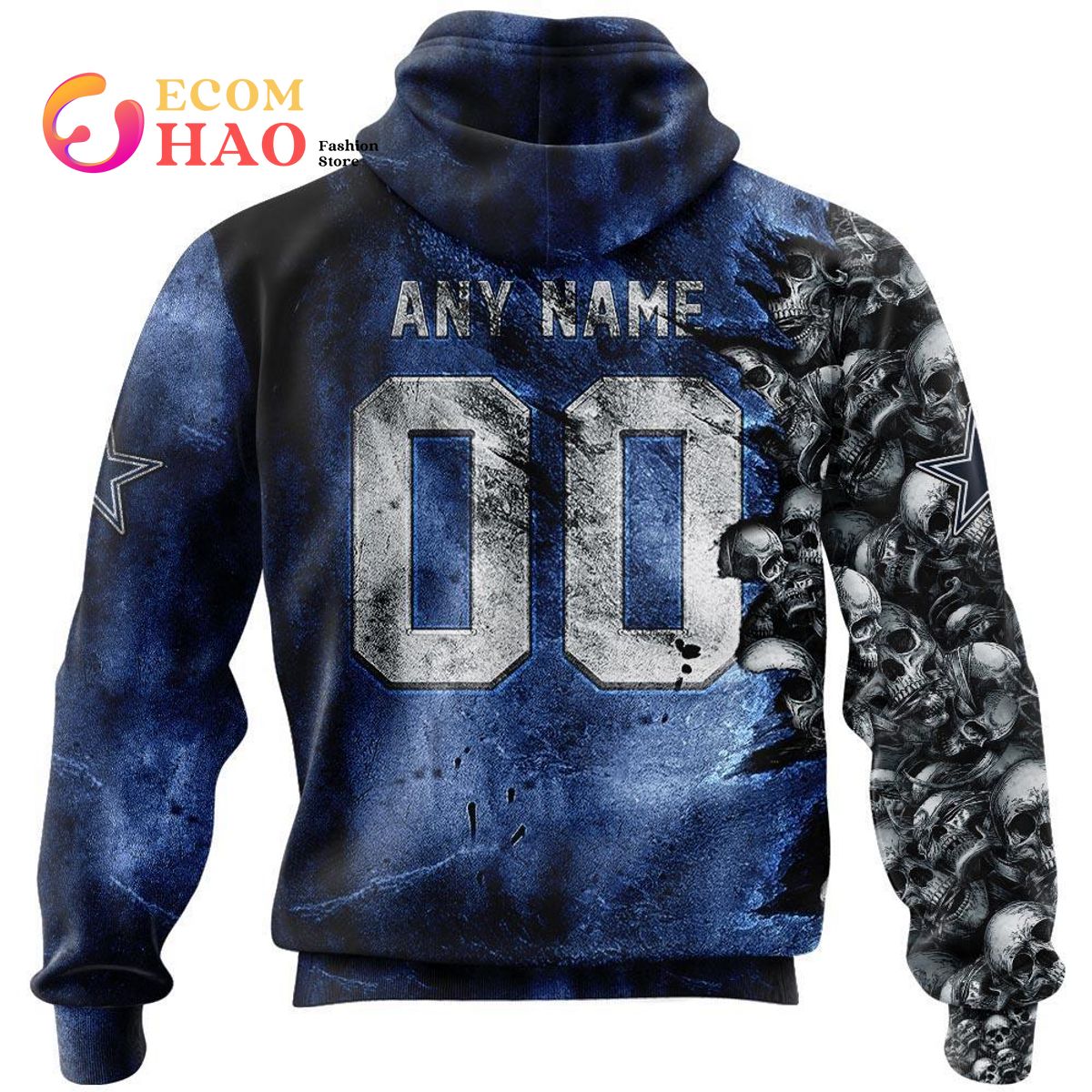 NFL Cowboys Halloween Cemetery Skull Jersey 3D Hoodie